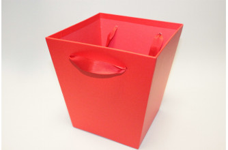 Коробка для цветов 17см*17см*18см красная (3347)