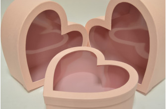 Набор коробок (3шт) "Сердце" розовый 32см*28см*13см / 30см*25см*12см / 28см*22см*11см (3758)