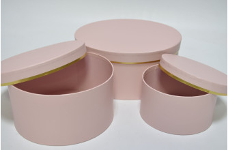 Набор шляпных коробок (3шт) D24см Н11см / D19см Н10см / D14см Н8см розовый (6941)