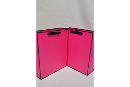 Сумка-люкс однотонная 28см*33см*8см ярко-розовая с чёрным кантом (10шт) (0184)
