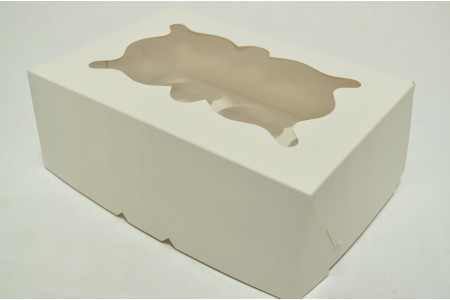 Коробка для 6-ти капкейков (24*17*9см) белая (7777)
