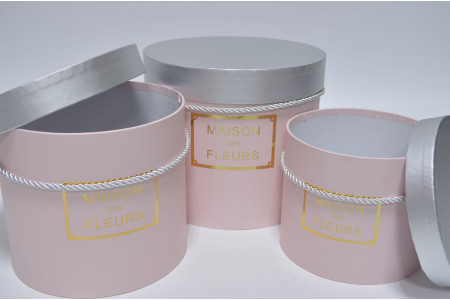 Набор шляпных коробок "Maison des Fleurs" (3шт) D23см*H20см/D20см*Н17см/D17см*Н14см нежно-розовый