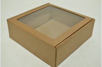 Коробка крафт с окном 21см*21см*7см (2487)