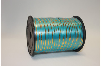 Завязка 0,5см*250м с золотой полосой голубая (1042)