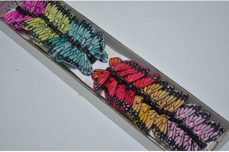 Бабочки на проволоке цветные D6см (24шт) (3866)