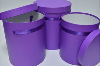Набор шляпных коробок (3шт) D24см*Н28см / D22см*Н26см / D20см*Н24см фиолетовый (2750)