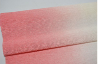 Гофрированная бумага с переходом 50см*2,5м (Италия) 600/4 нежно-розовая / белая (0045)