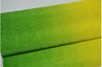 Гофрированная бумага с переходом 50см*2,5м (Италия) 600/5 зеленая / желтая (0052)
