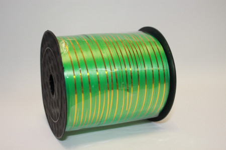 Завязка 0,5см*250м с золотой полосой зеленая (7414)