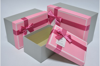 Набор коробок (3шт) розовый-серебро 25см*17см*12см / 21см*14см*10см / 18см*12см*9см (4766)