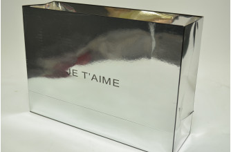 Пластиковая сумка "JE T"AIME" 45см*31см*13,5см серебро (8417)
