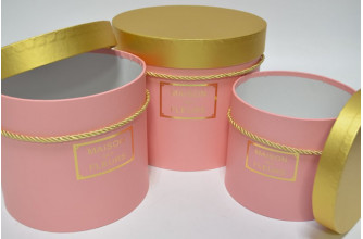 Набор шляпных коробок "Maison des Fleurs" (3шт) D23см*H20см / D20см*Н17см / D17см*Н14см розовый