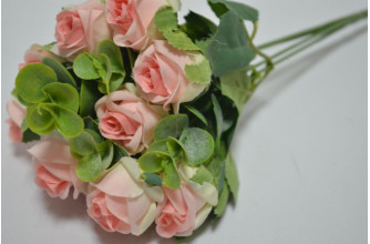 Букет "Роза эвкалипт" 30см нежно-розовый (7739)