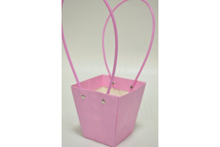 Плайм-пакет с рельефным рисунком "Трапеция" (12см*12см*8см) розовый (5483)