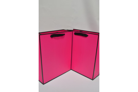 Сумка-люкс однотонная 20см*28см*10см ярко-розовая с чёрным кантом (10шт) (0085)