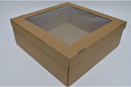 Коробка крафт с окном 40см*40см*15см (4043)