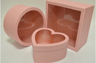 Набор коробок с прозрачной крышкой (3шт) розовый (4731)