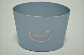 Коробка овал "Flowers"14см*10см*10см голубая (3540)