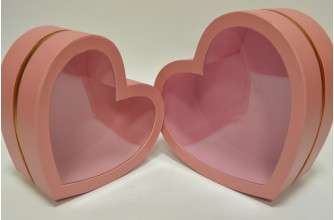 Набор коробок "Сердце" (2шт) 29см*26см*12см / 25см*22см*11см розовый (1036)
