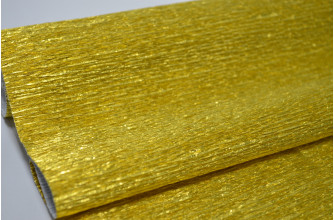 Гофрированная бумага металл 50см*2,5м (Италия) 801 золото  (0104)