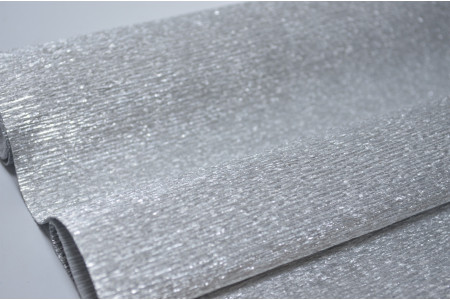 Гофрированная бумага металл 50см*2,5м (Италия) 802 серебро (0203)