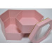 Коробка подарочная с прозрачной крышкой "Шестигранник" 23см*20см*16,5см розовая (6910)