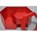 Коробка подарочная с прозрачной крышкой "Шестигранник" 23см*20см*16,5см красная (6927)