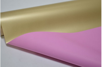 Пленка матовая двухсторонняя (Корея) 58см*10м золото-яр.розовая (7620)