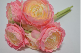 Букет "Пионовидная роза" (6шт) 28см бело-розовый (9788)