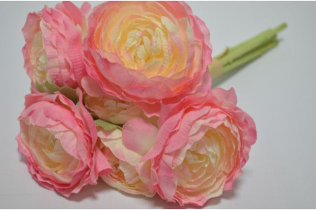 Букет "Пионовидная роза" (6шт) 28см бело-розовый ()