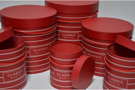 Набор шляпных коробок "CLASSIC" (6шт) красный (1638)
