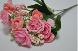Букет "Роза с ягодками" 26см розовый (9825)
